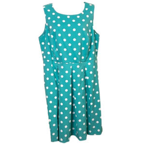 Madison Leigh Turquoise Polka Dot Midi Dress